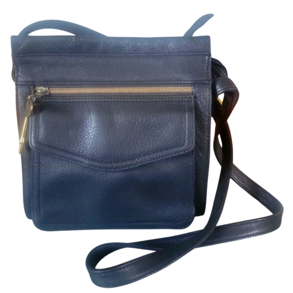 Fossil 1954 Vintage Elegant Black Pebbled Leather Fossil Key Crossbody Bag